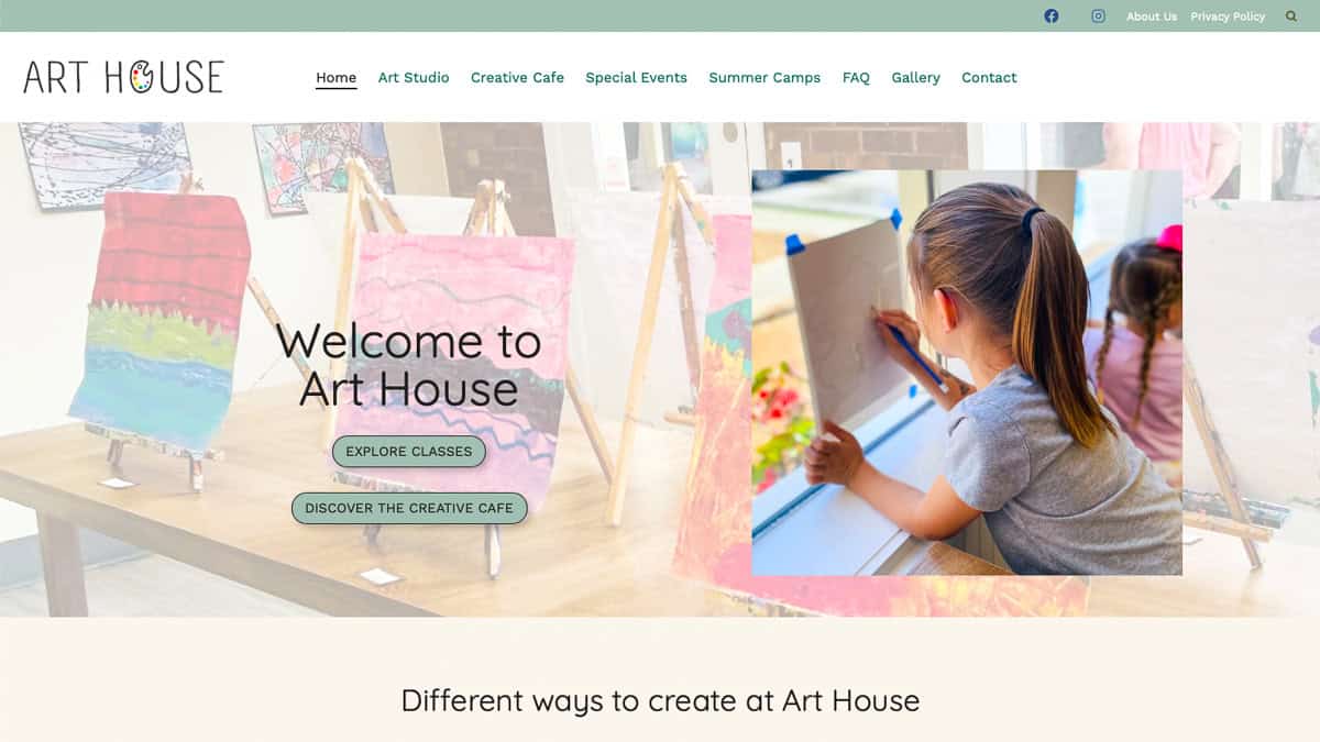 The Art House Art Studio small business web design case study details the challenges faced by the educational studio and how they and Spine & Leaf Media partnered to launch a new location, new business, and a new partnership.